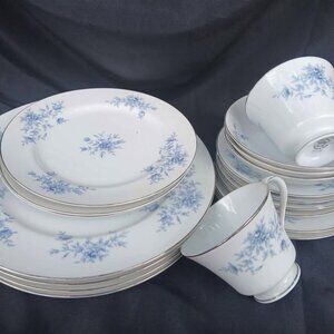 Crown Empire Duchess fine china set. This pattern features a blue floral design